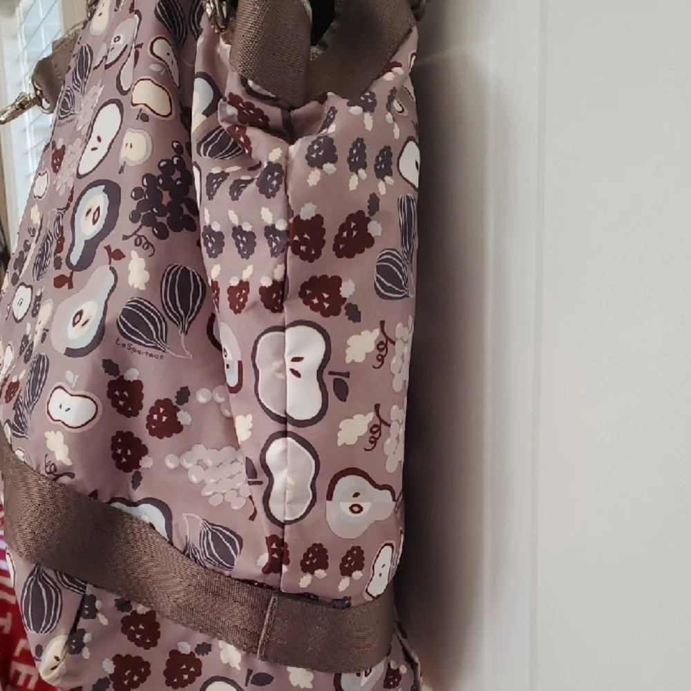 Lesportsac LaFrance Boston Tote 2 Way Fruit Fruit Pattern Tote - Brown and Cream